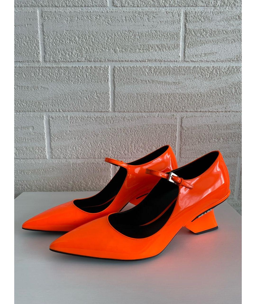 PRADA Оранжевое кожаные туфли, фото 9