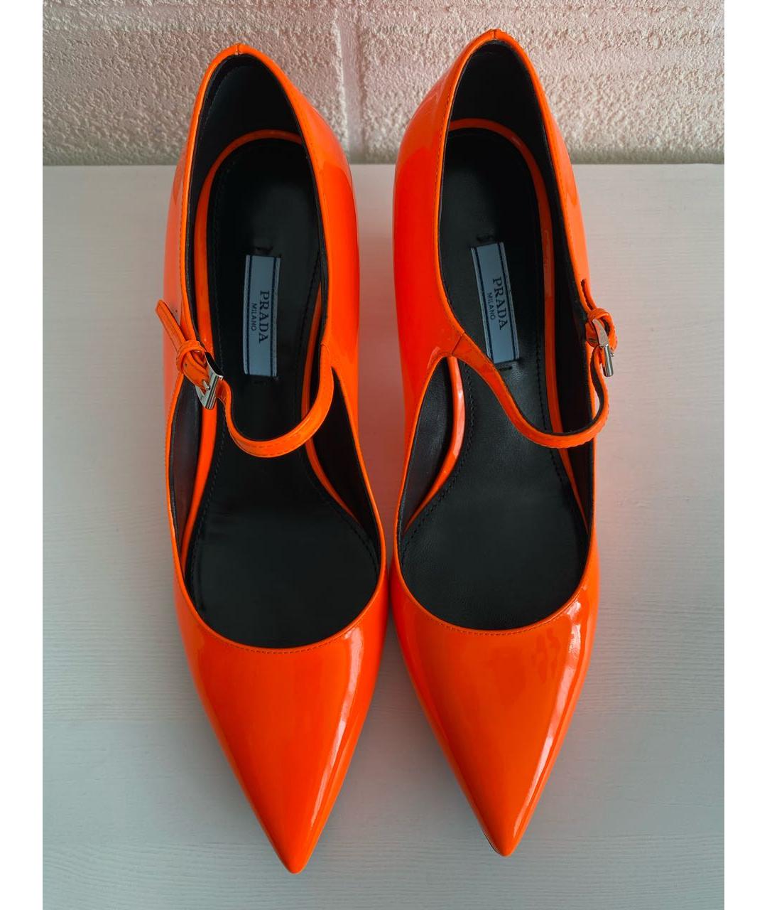 PRADA Оранжевое кожаные туфли, фото 3