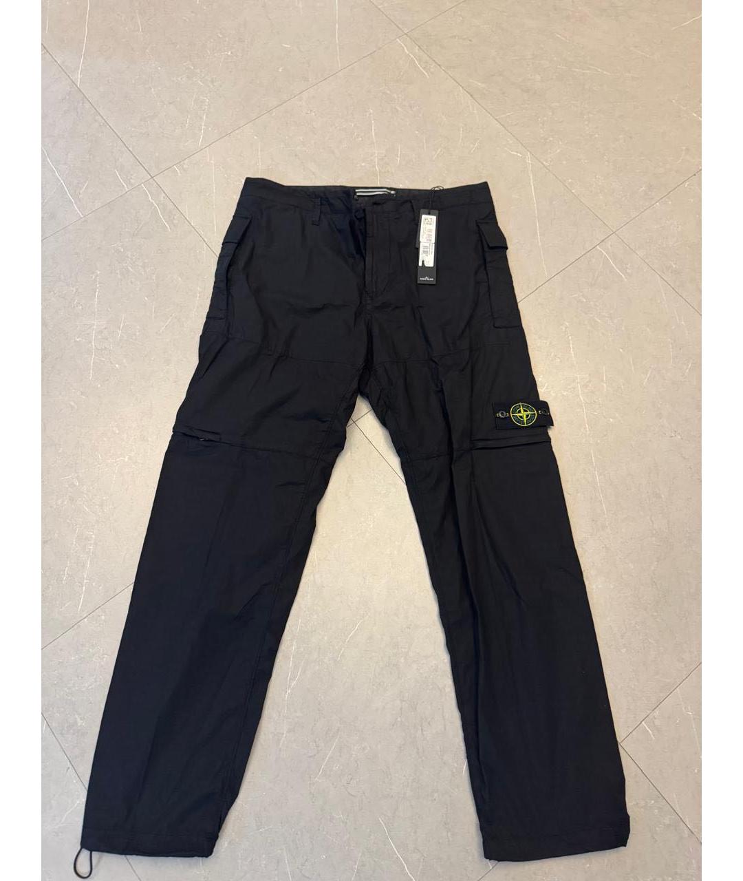 STONE ISLAND Черные хлопковые повседневные брюки, фото 5