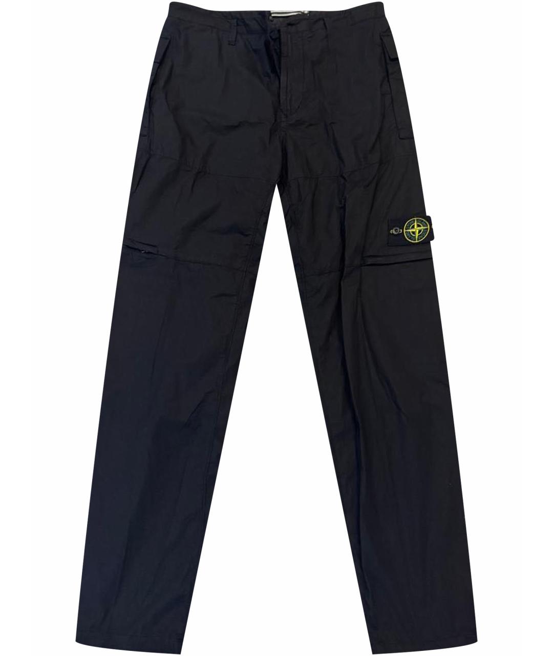 STONE ISLAND Черные хлопковые повседневные брюки, фото 1