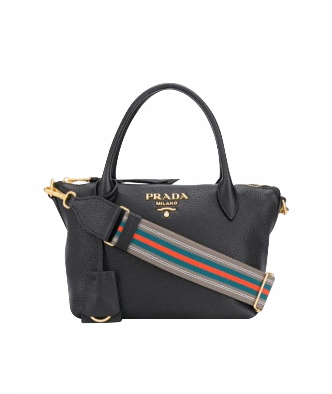 PRADA Черная кожаная сумка с короткими ручками, фото 1