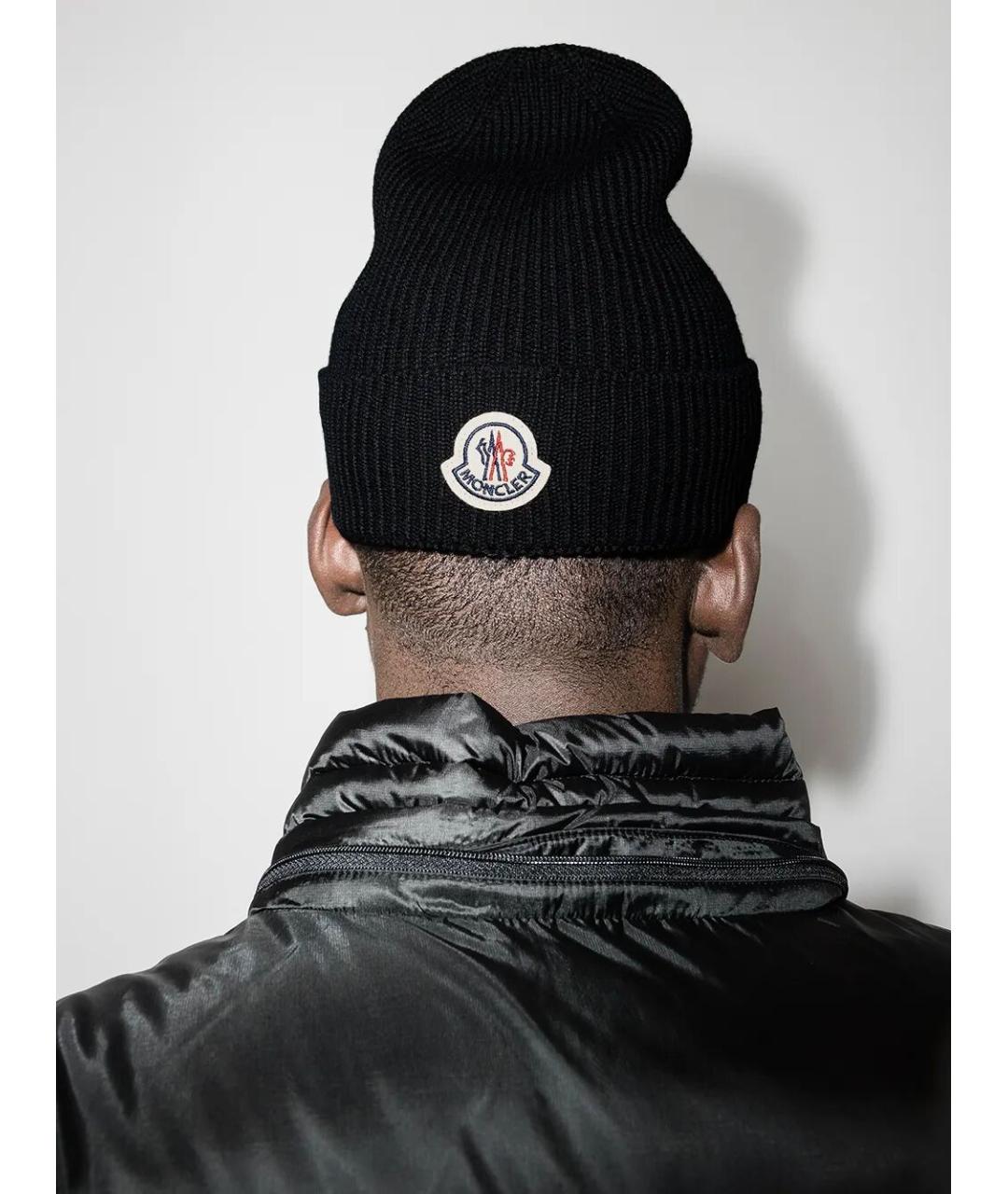 MONCLER Черная шерстяная шапка, фото 2