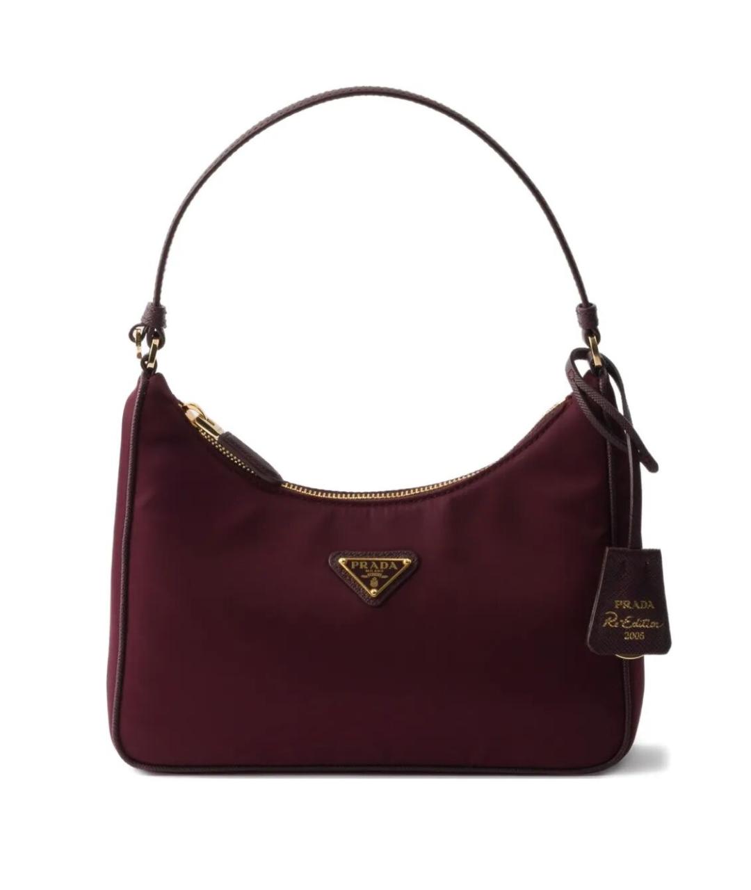PRADA Бордовая синтетическая сумка через плечо, фото 1