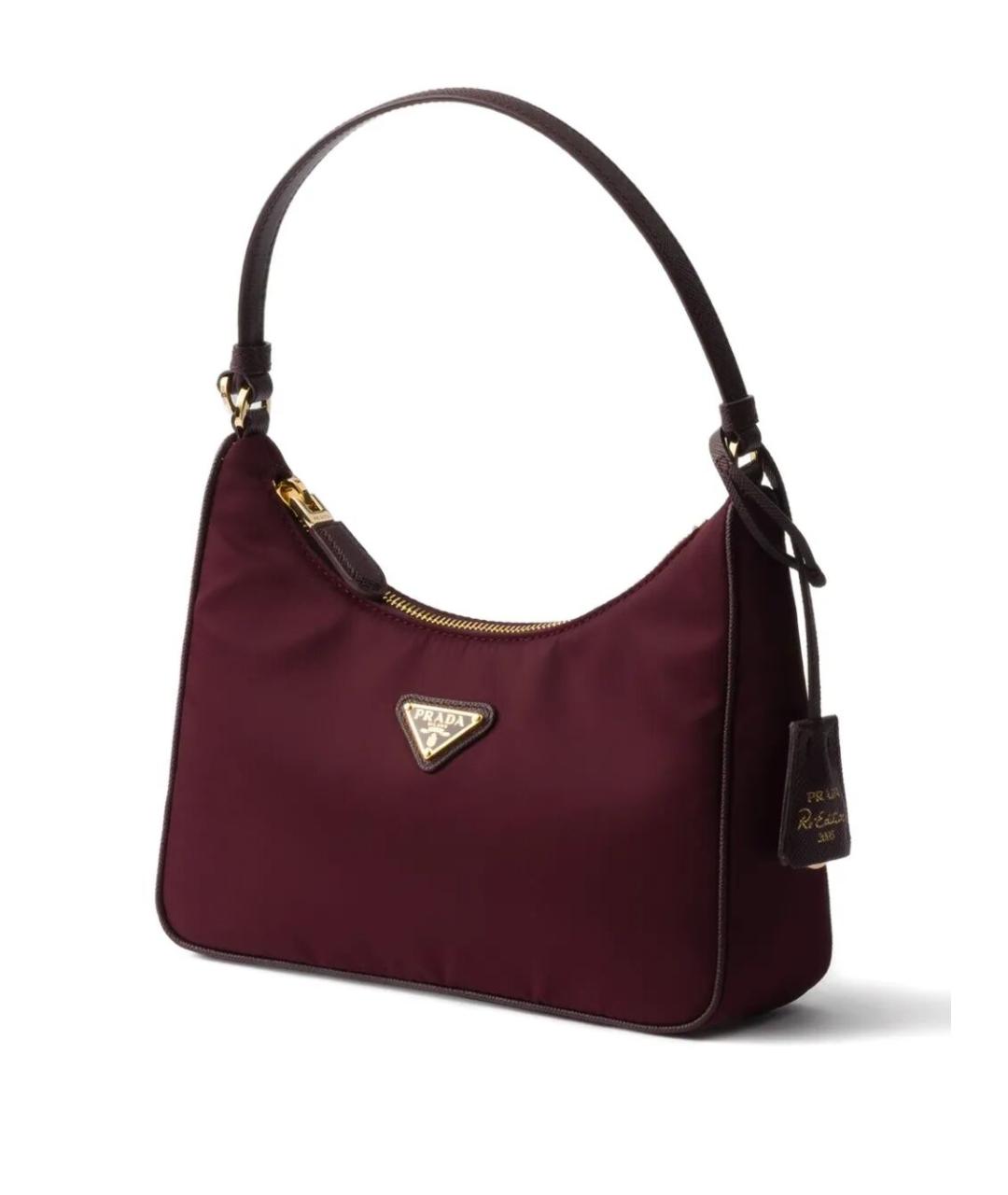 PRADA Бордовая синтетическая сумка через плечо, фото 3
