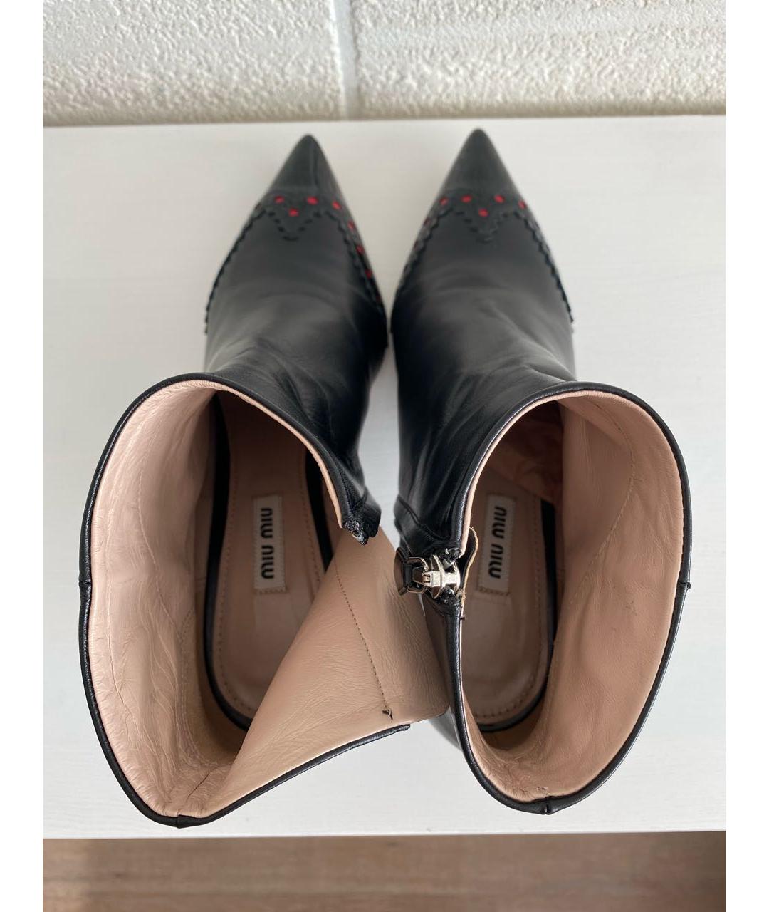 MIU MIU Черные кожаные ботильоны, фото 3