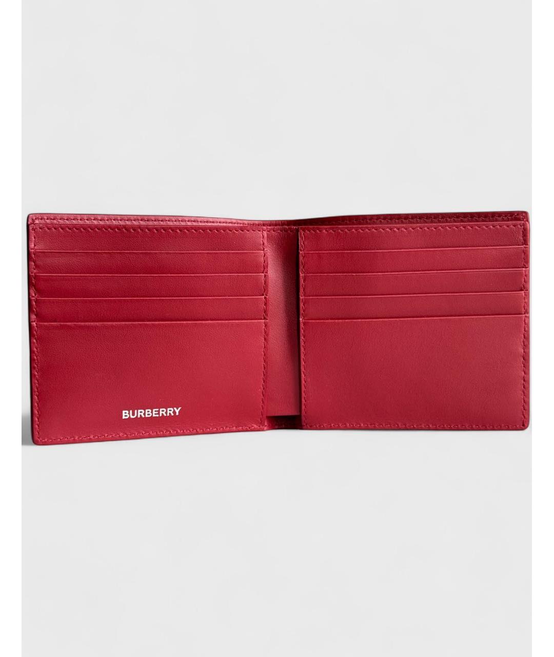 BURBERRY Красный кожаный кошелек, фото 2