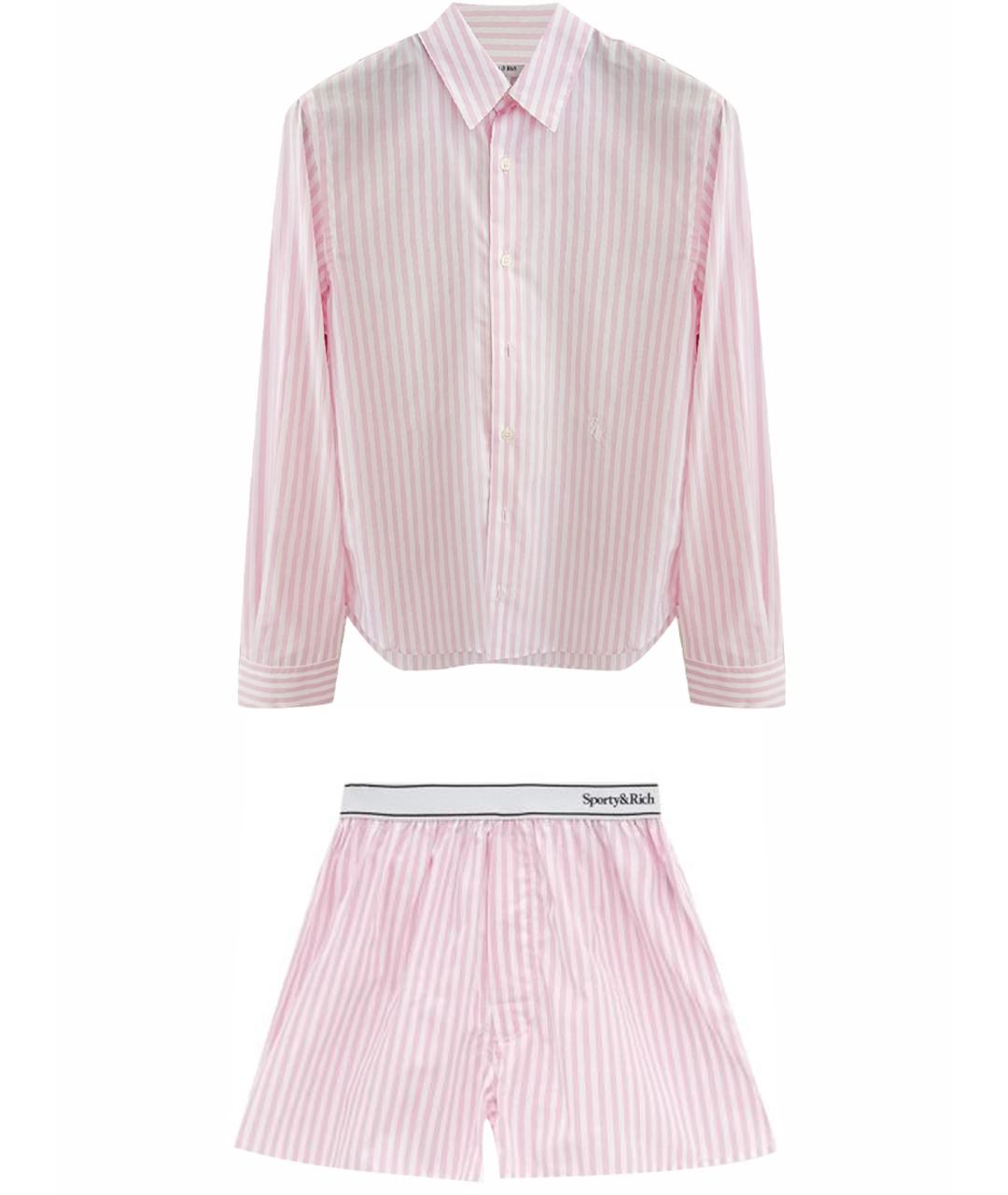 SPORTY AND RICH Розовый хлопковый костюм с брюками, фото 1