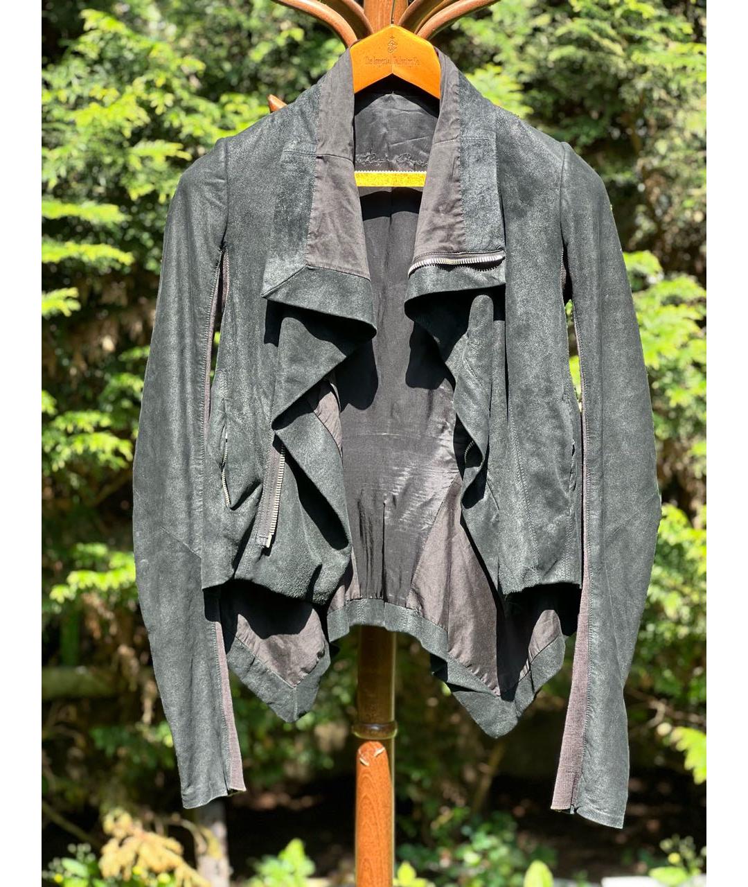 RICK OWENS Черная кожаная куртка, фото 3