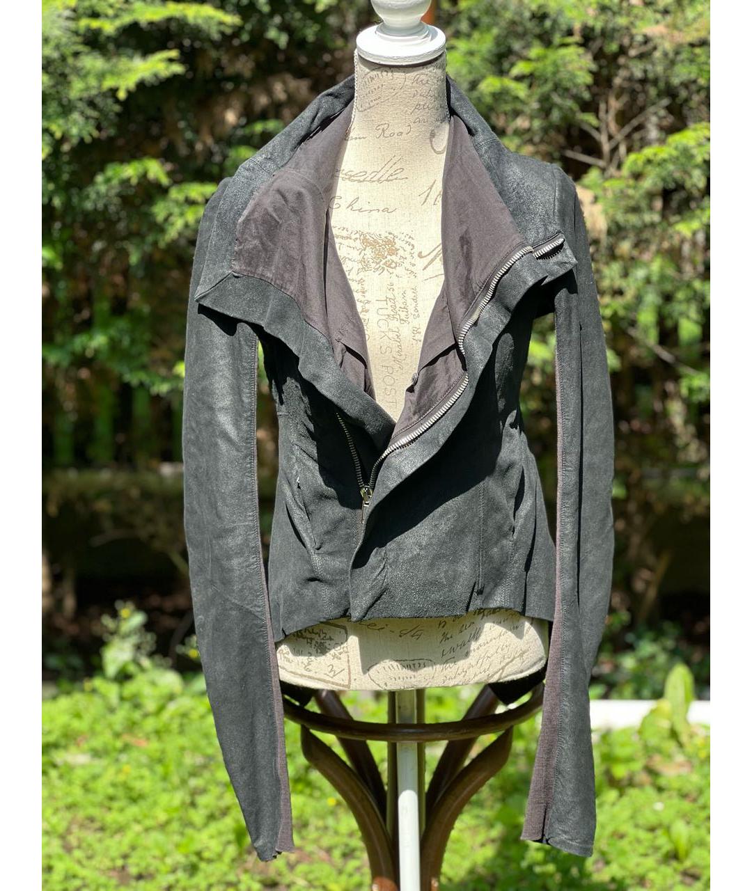 RICK OWENS Черная кожаная куртка, фото 8