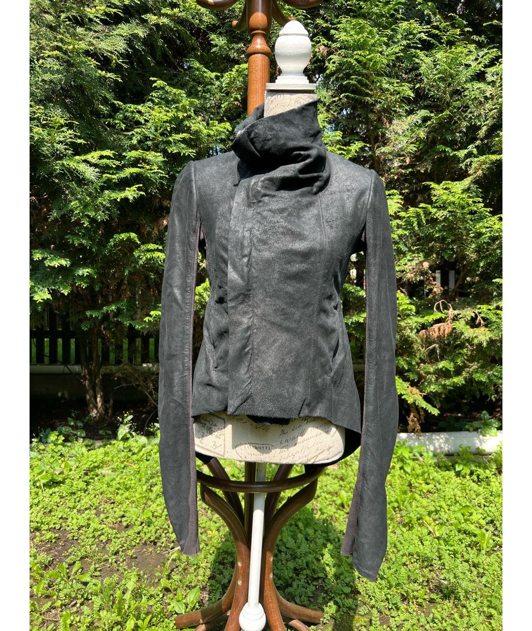 RICK OWENS Черная кожаная куртка, фото 6