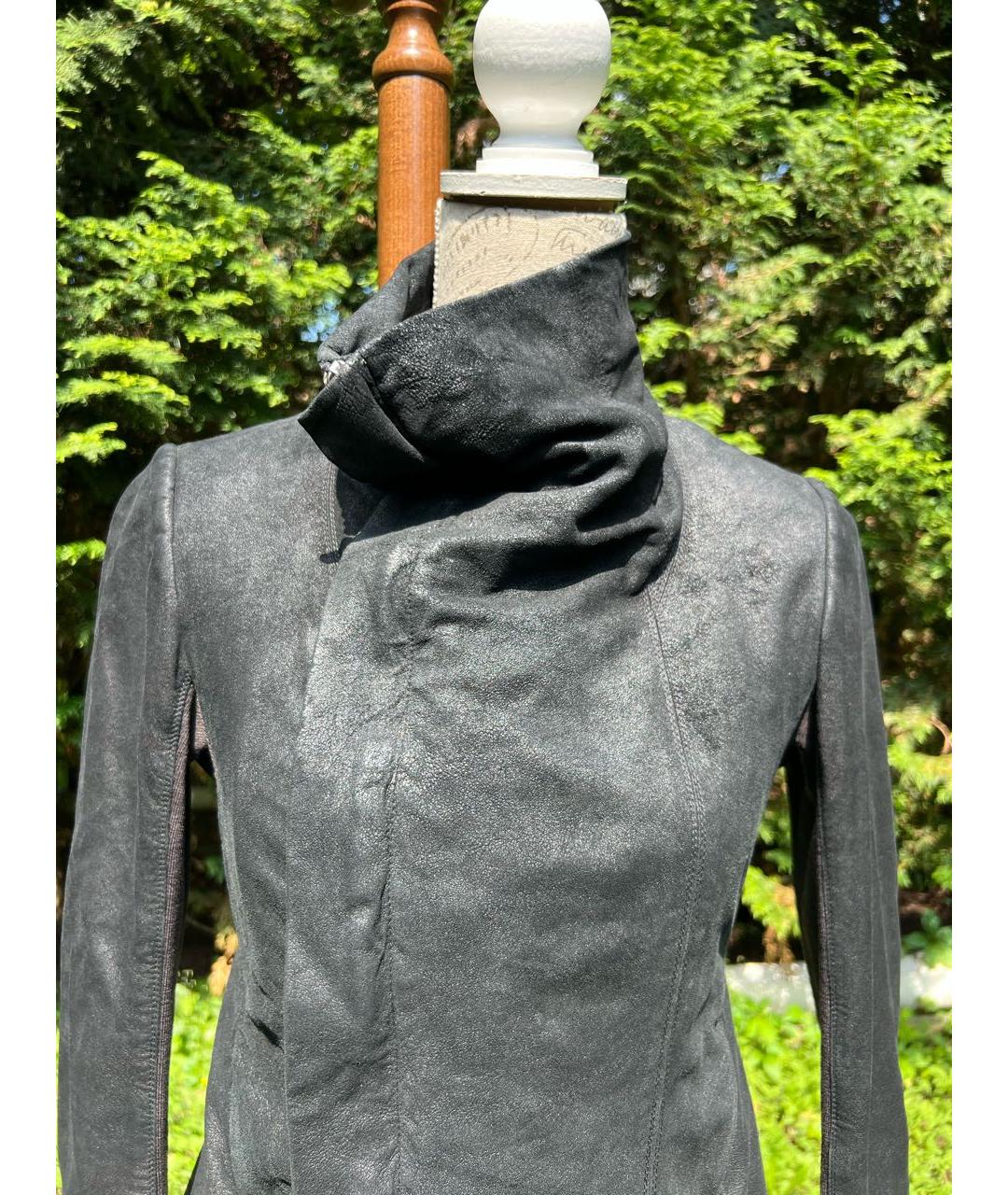 RICK OWENS Черная кожаная куртка, фото 4