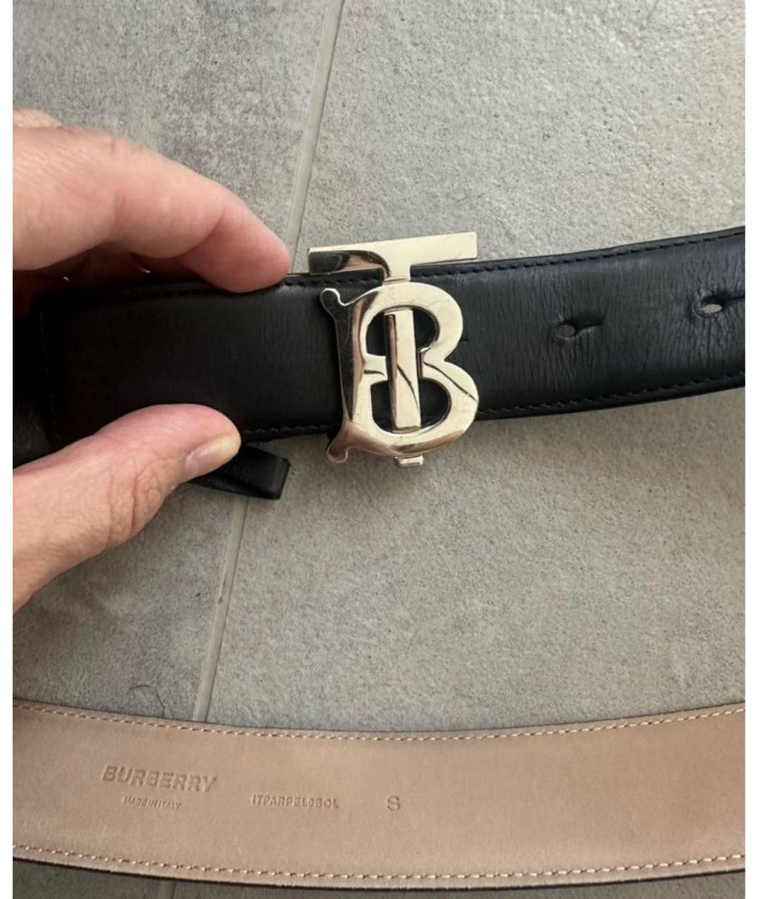 BURBERRY Черный кожаный ремень, фото 2