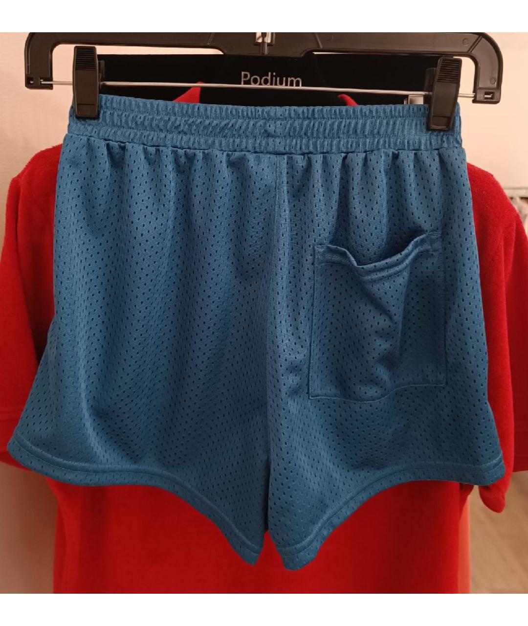 SPORTY AND RICH Бирюзовые полиэстеровые шорты, фото 3