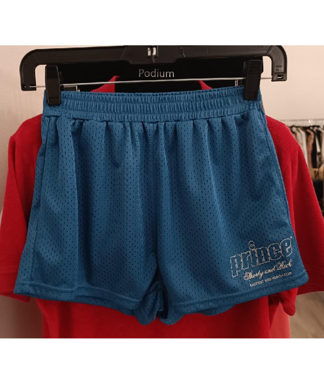 SPORTY AND RICH Бирюзовые полиэстеровые шорты, фото 5