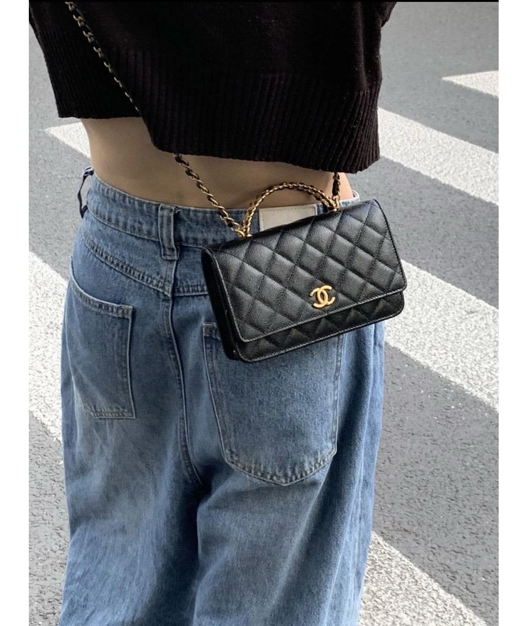 CHANEL Черная кожаная сумка тоут, фото 7