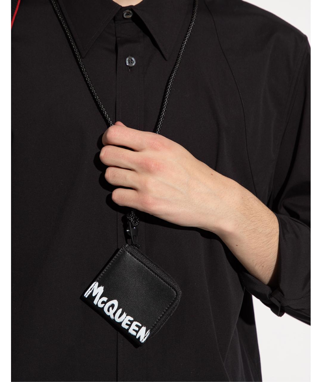 ALEXANDER MCQUEEN Черный кожаный кошелек, фото 4