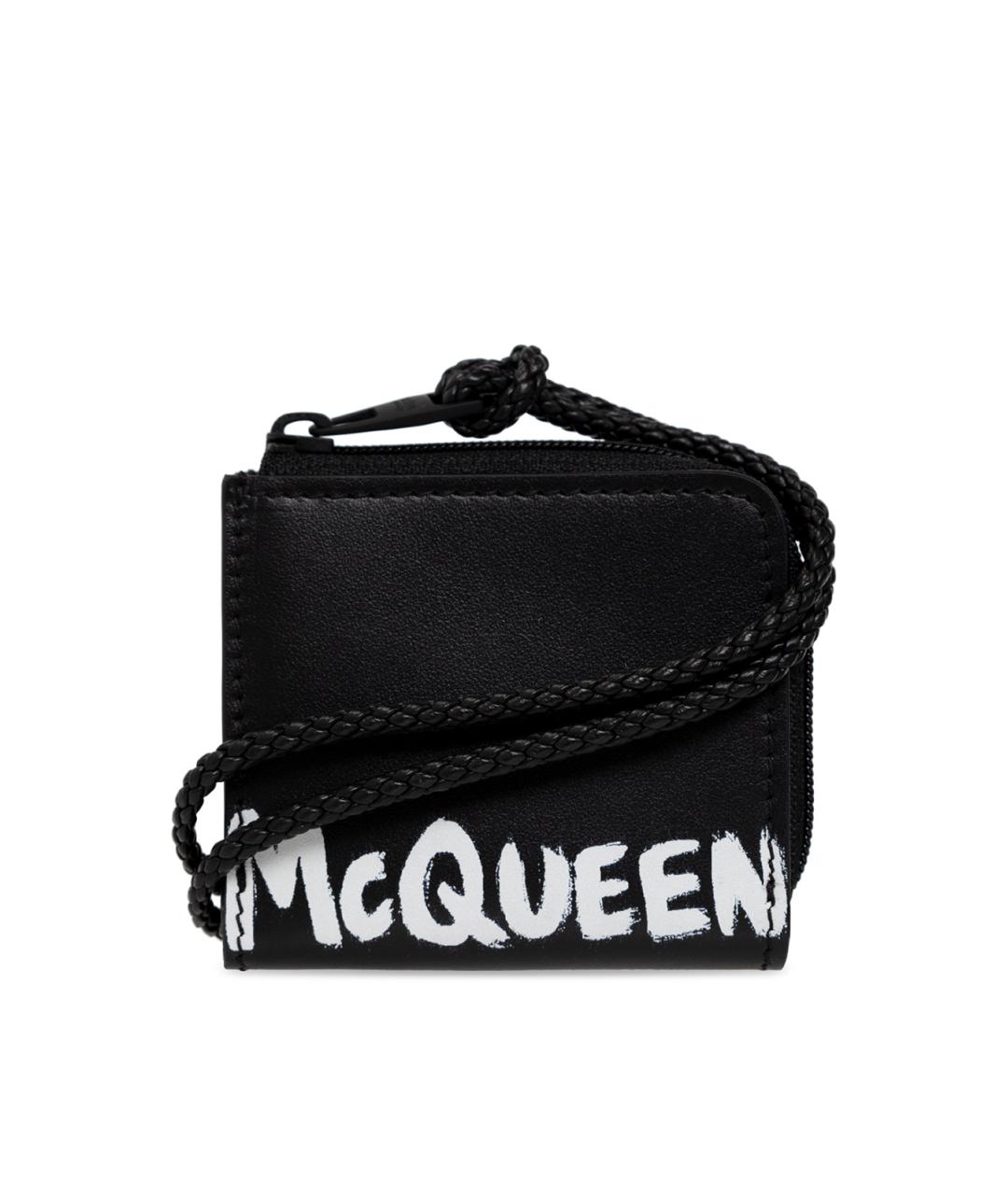 ALEXANDER MCQUEEN Черный кожаный кошелек, фото 1