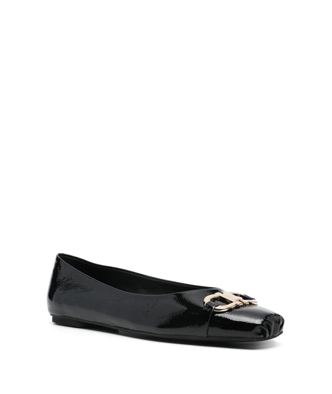 FERRAGAMO Черные балетки из лакированной кожи, фото 4