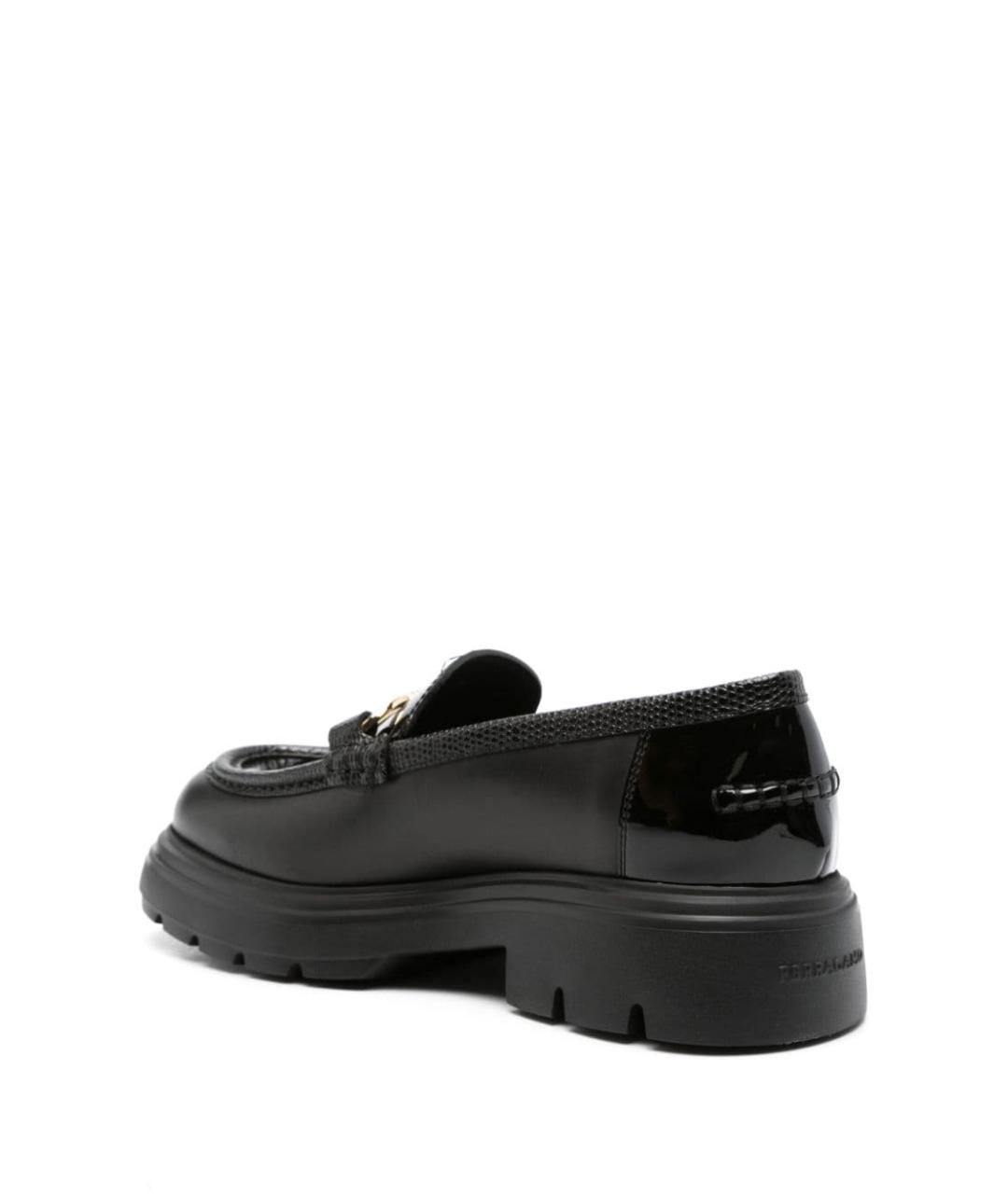 FERRAGAMO Черные кожаные лоферы, фото 4