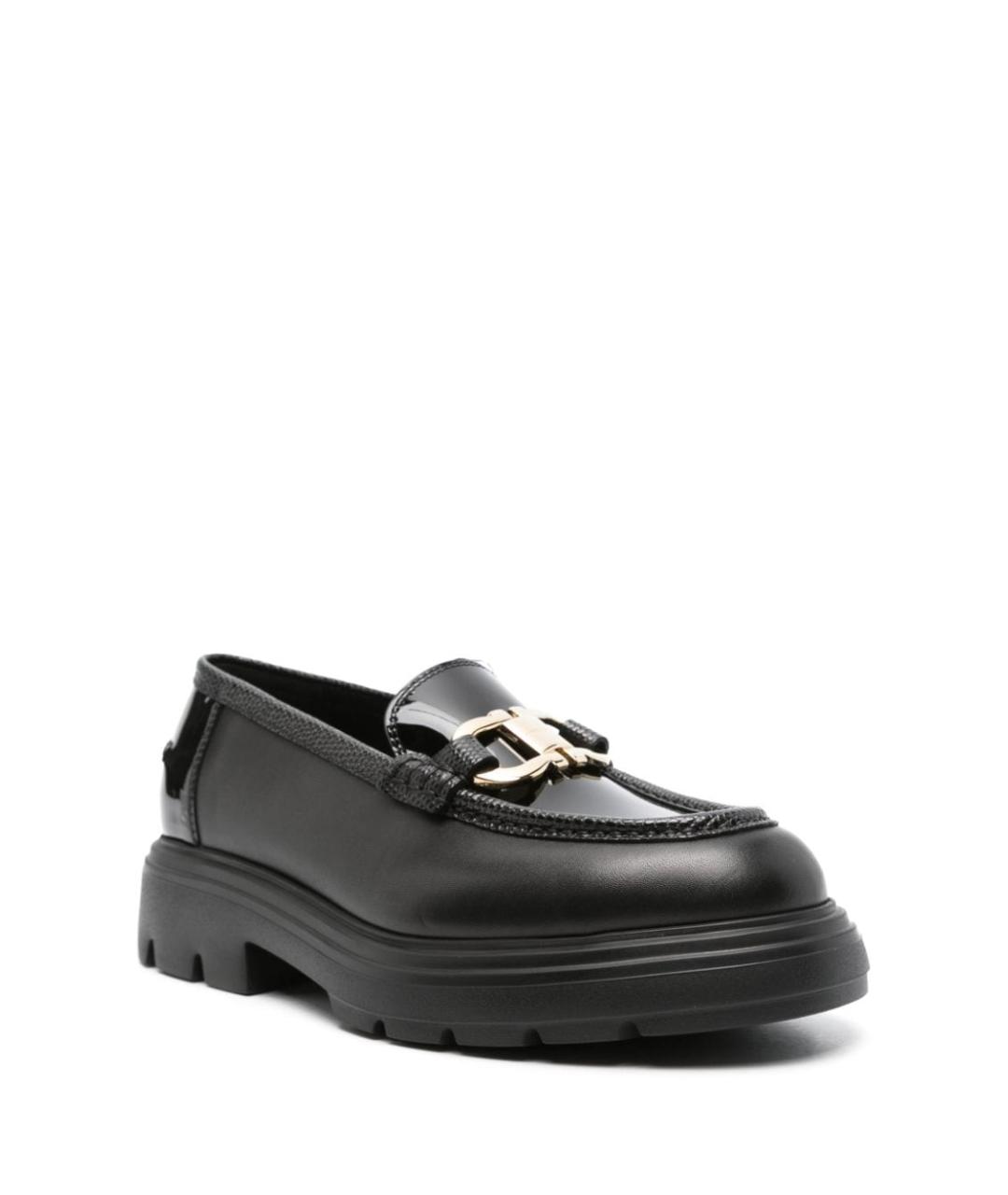 FERRAGAMO Черные кожаные лоферы, фото 3