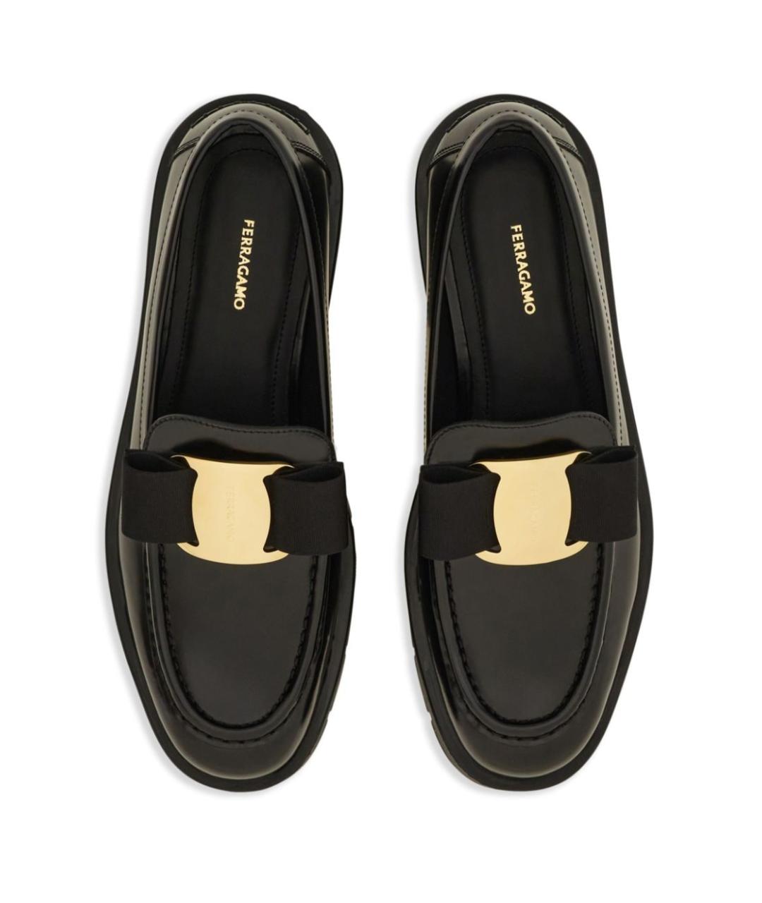 FERRAGAMO Черные кожаные лоферы, фото 3