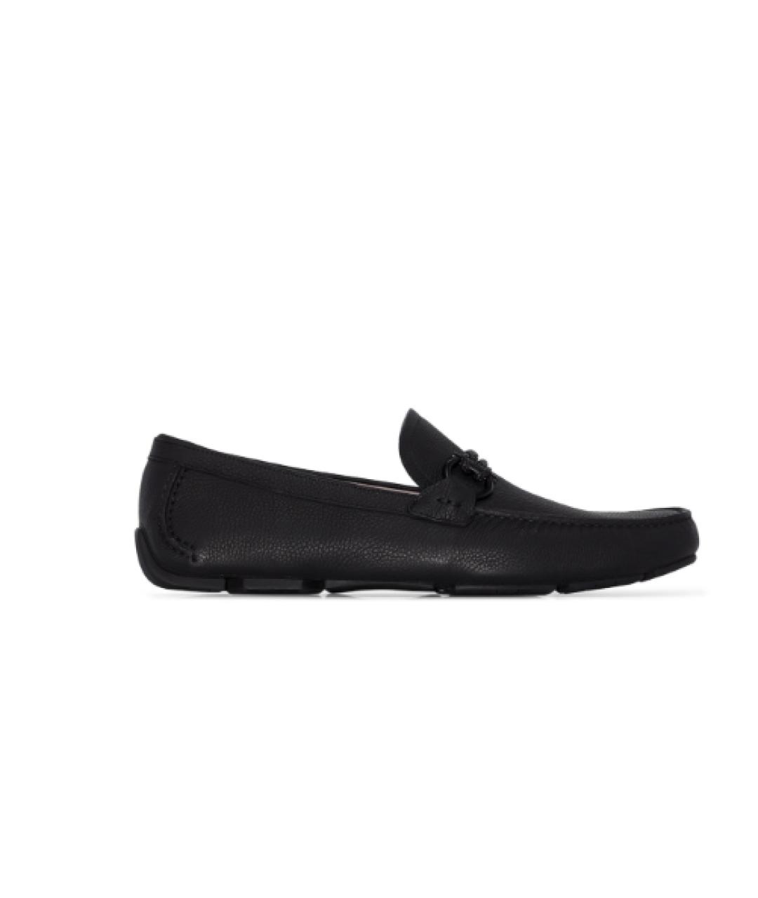 FERRAGAMO Черные кожаные лоферы, фото 5