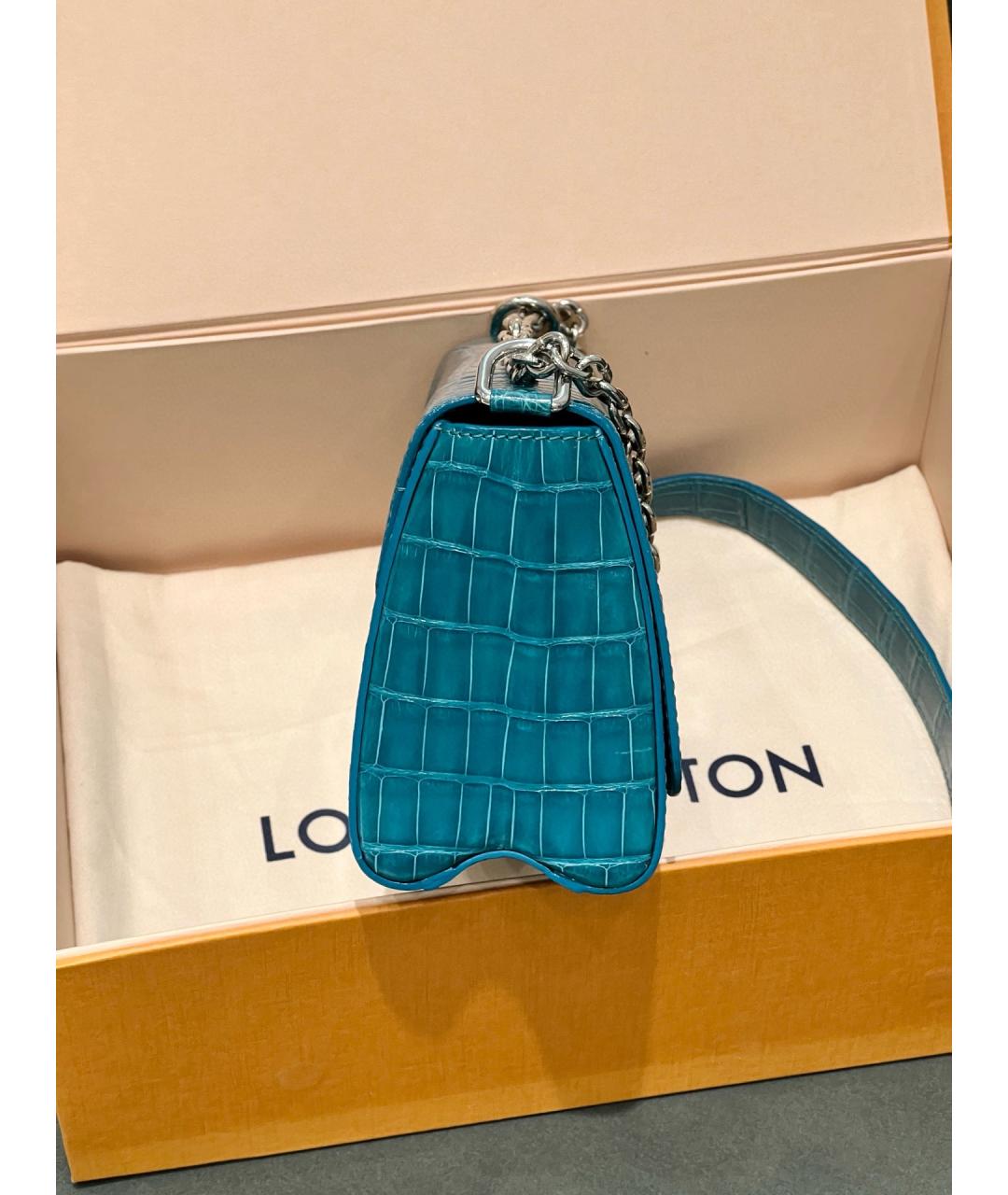 LOUIS VUITTON Голубая кожаная сумка тоут, фото 3
