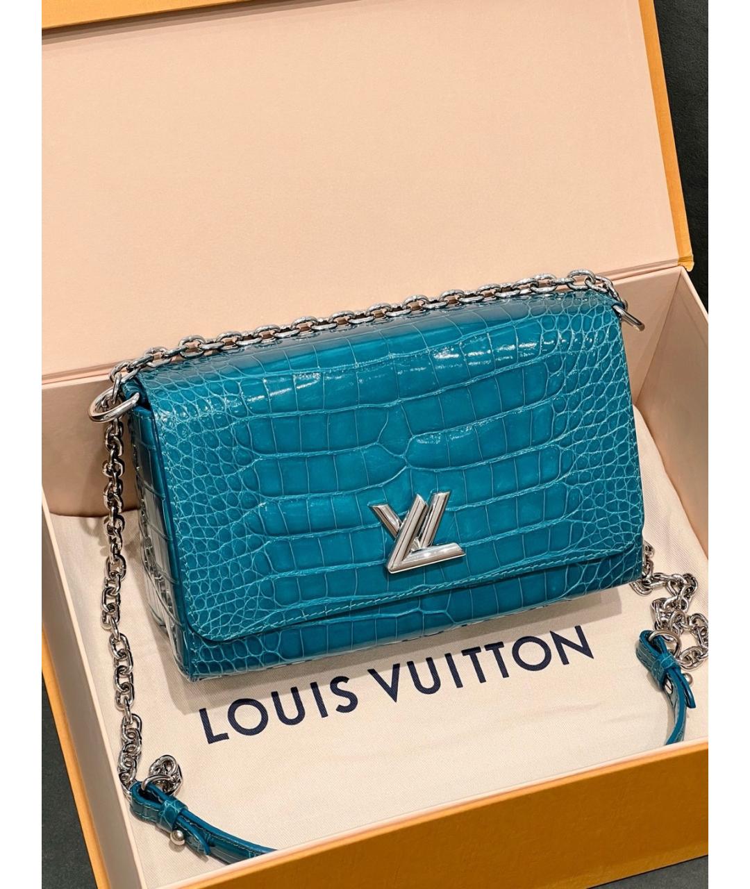 LOUIS VUITTON Голубая кожаная сумка тоут, фото 9