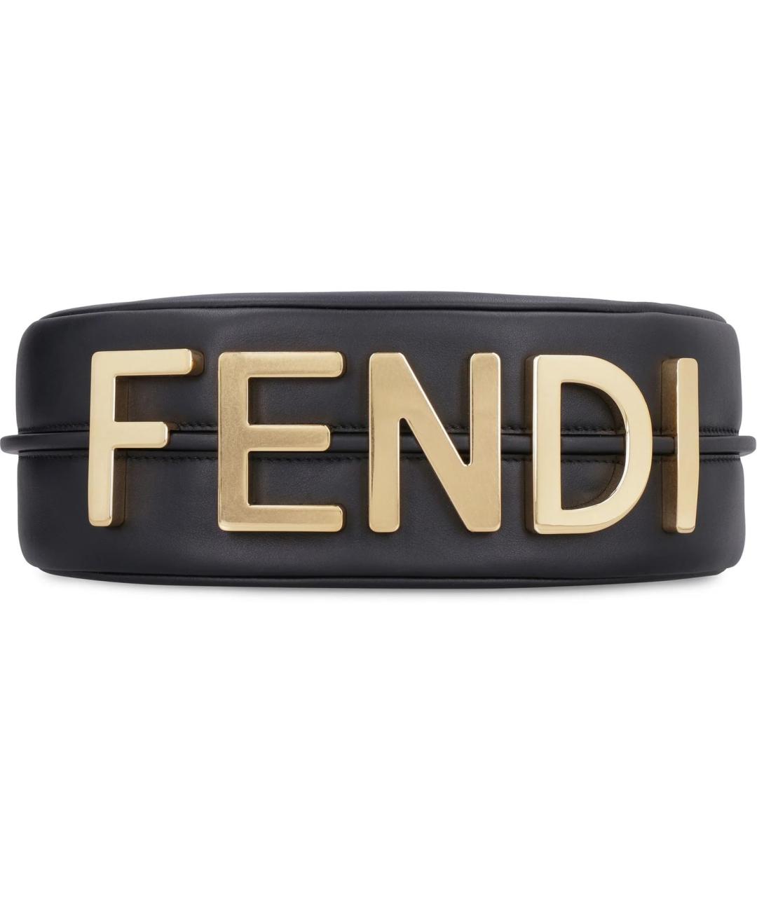 FENDI Черная кожаная сумка с короткими ручками, фото 4