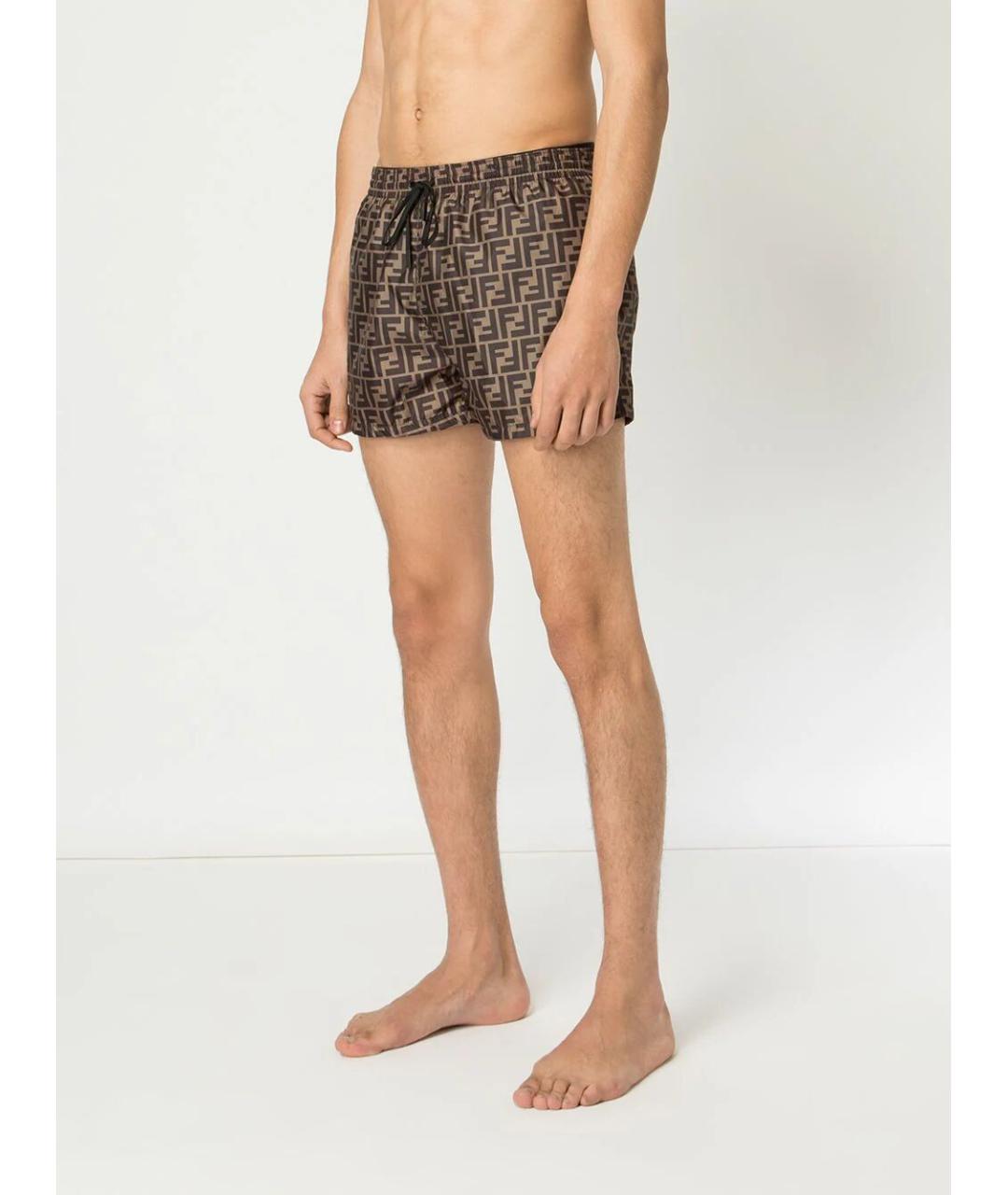 FENDI Коричневые полиэстеровые плавки, фото 2