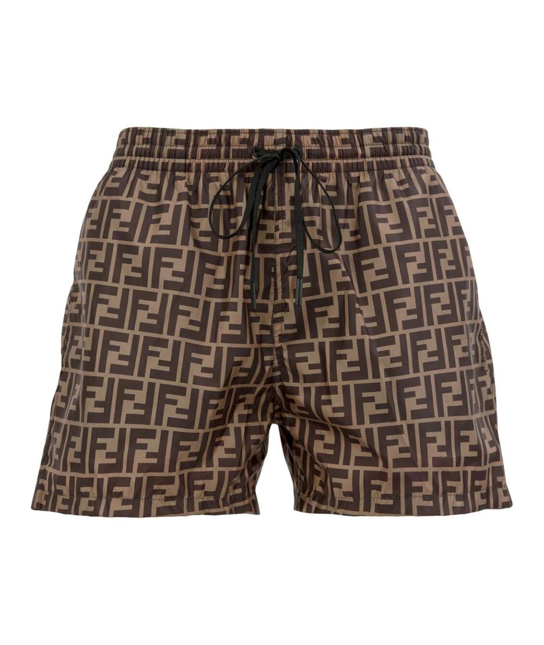 FENDI Коричневые полиэстеровые плавки, фото 1