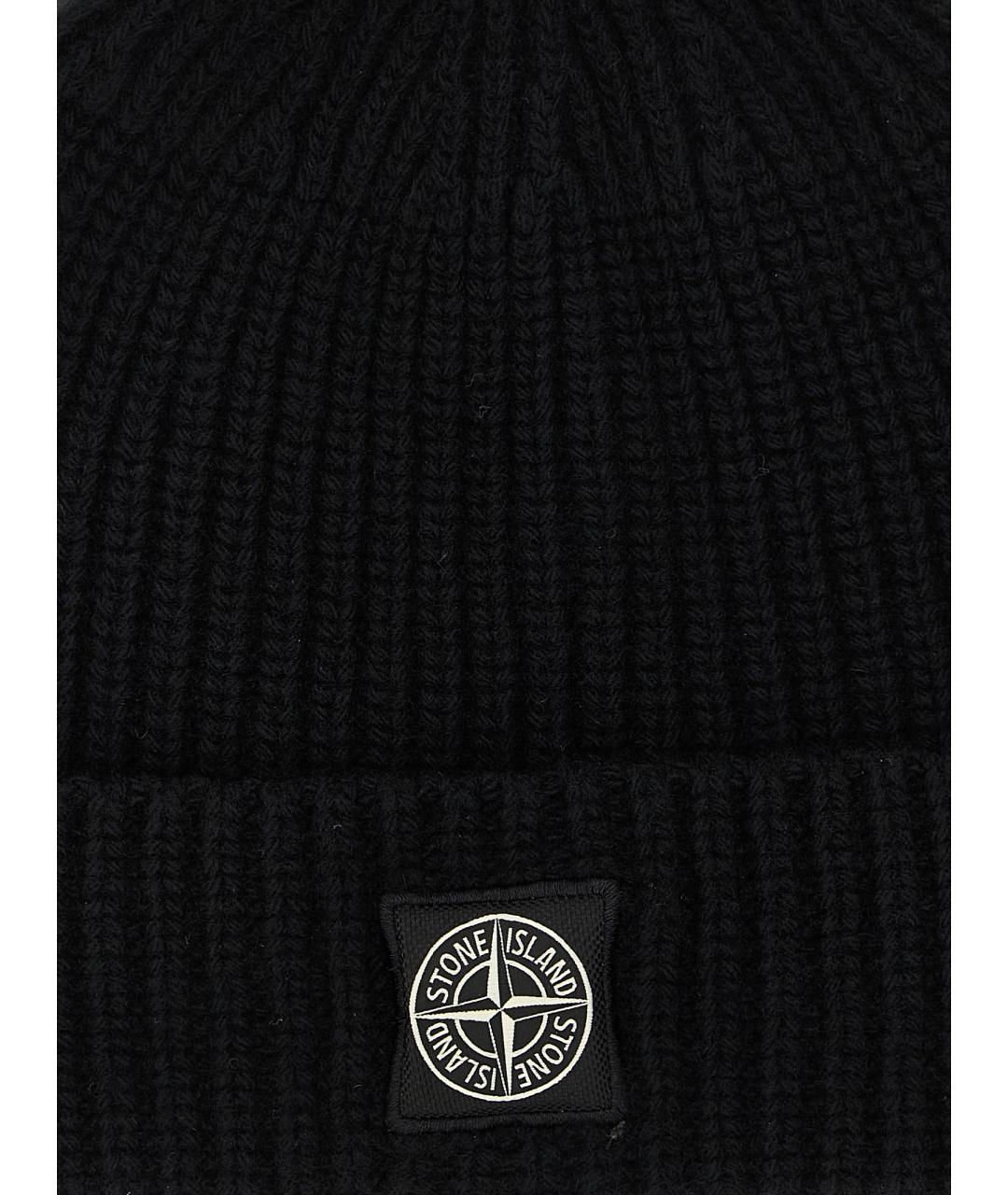 STONE ISLAND Черная шерстяная шапка, фото 3