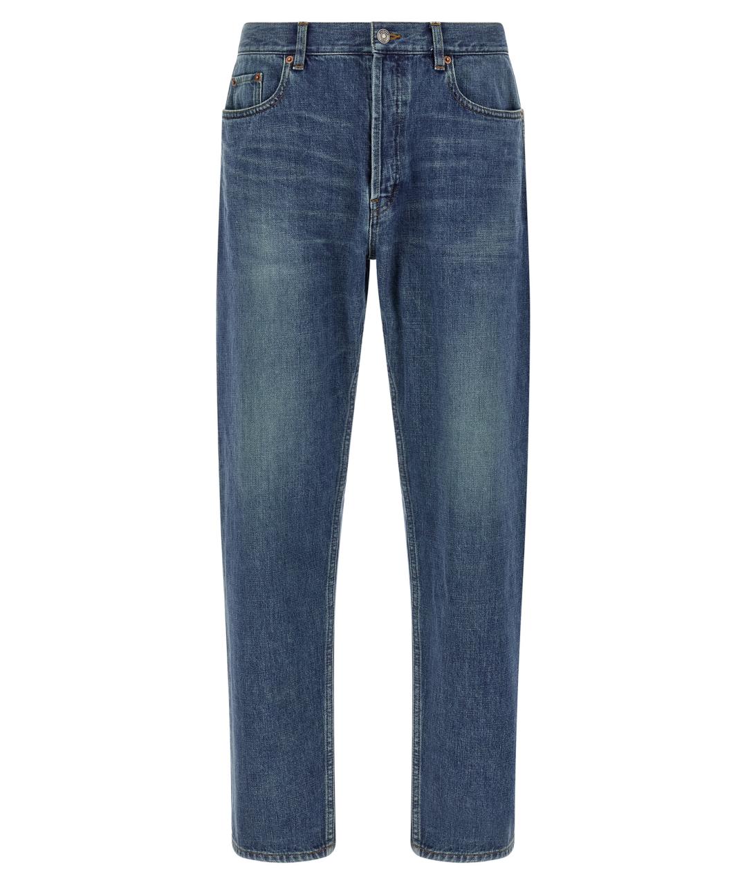 SAINT LAURENT Синие хлопковые прямые джинсы, фото 1
