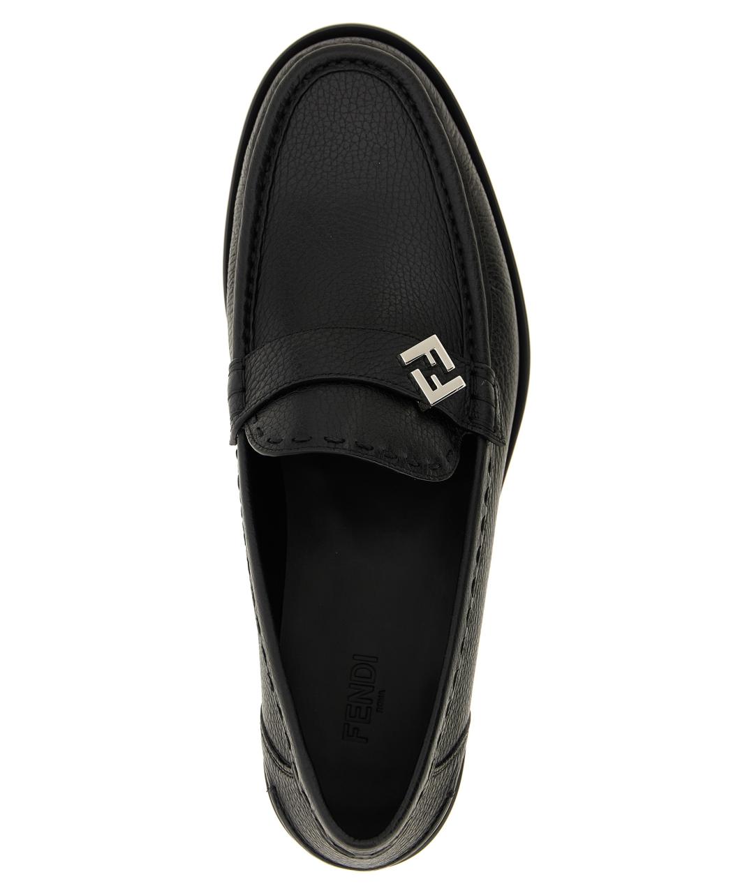 FENDI Черные кожаные лоферы, фото 4