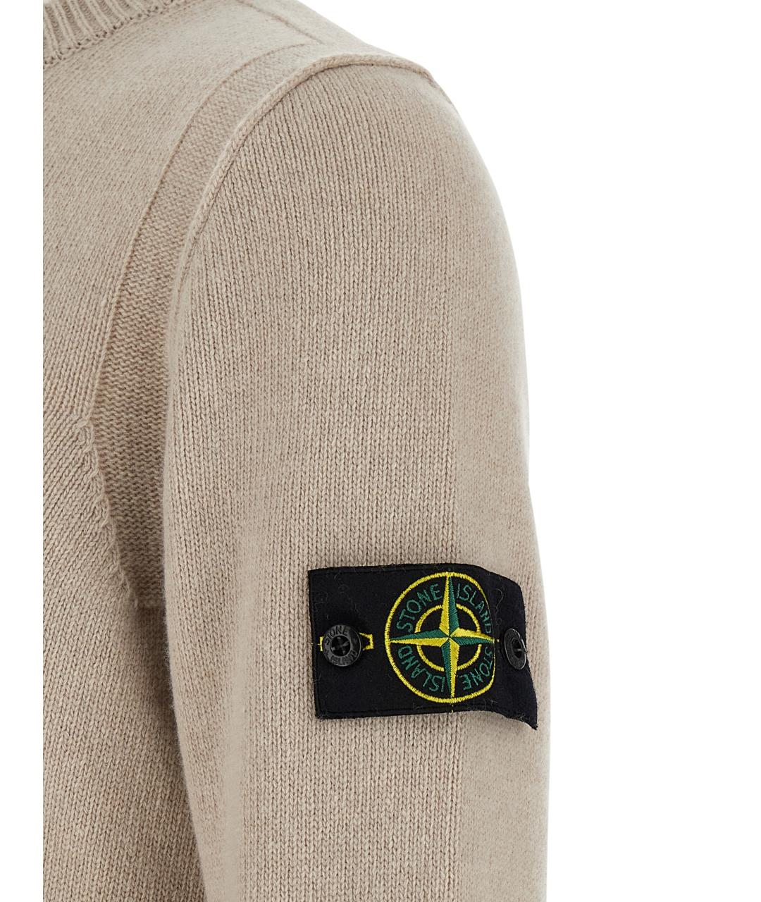 STONE ISLAND Бежевый шерстяной джемпер / свитер, фото 4