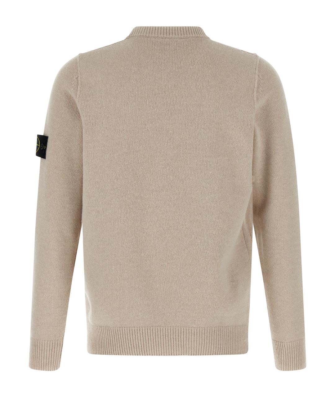STONE ISLAND Бежевый шерстяной джемпер / свитер, фото 2