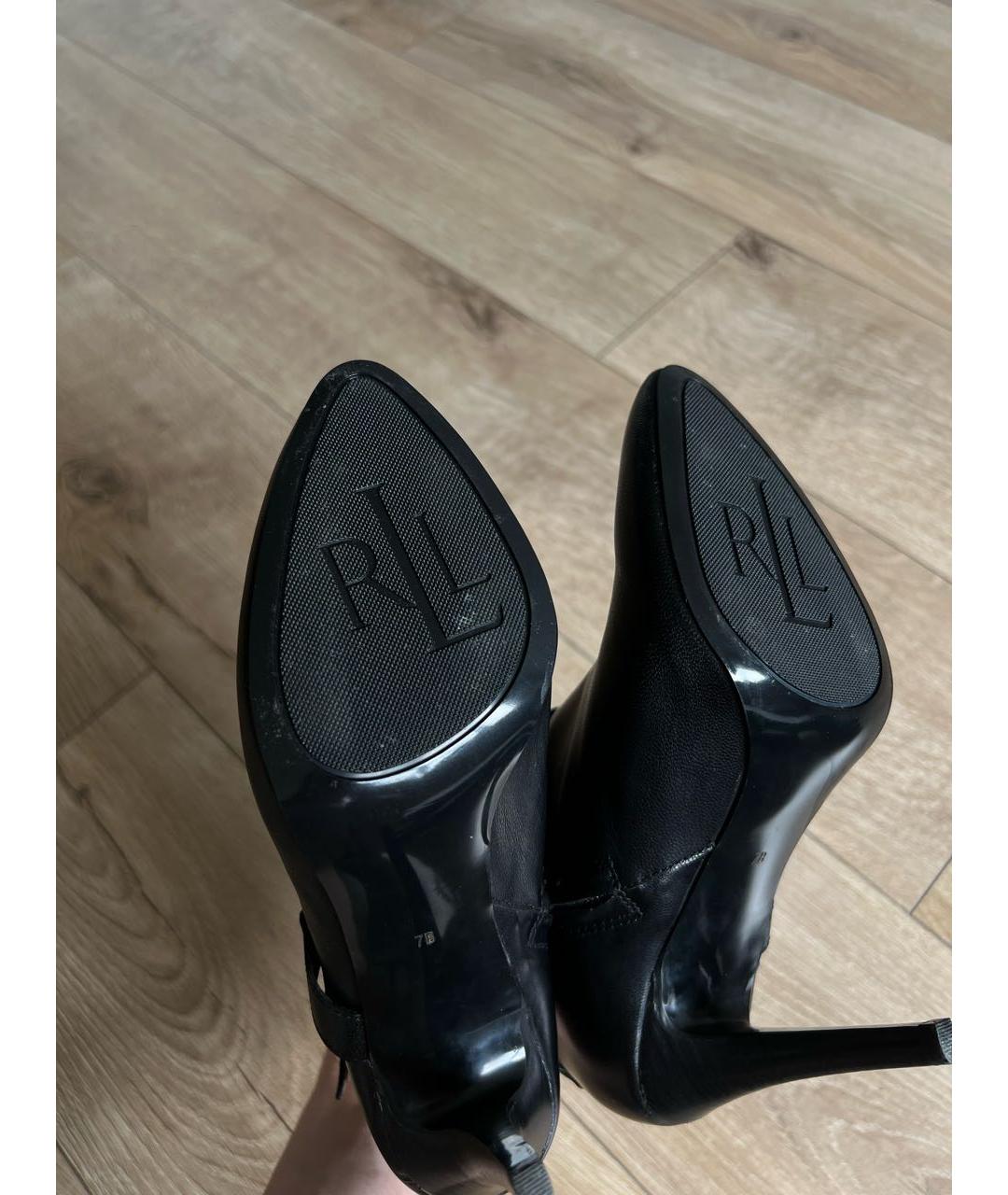 RALPH LAUREN Черные кожаные ботильоны, фото 6