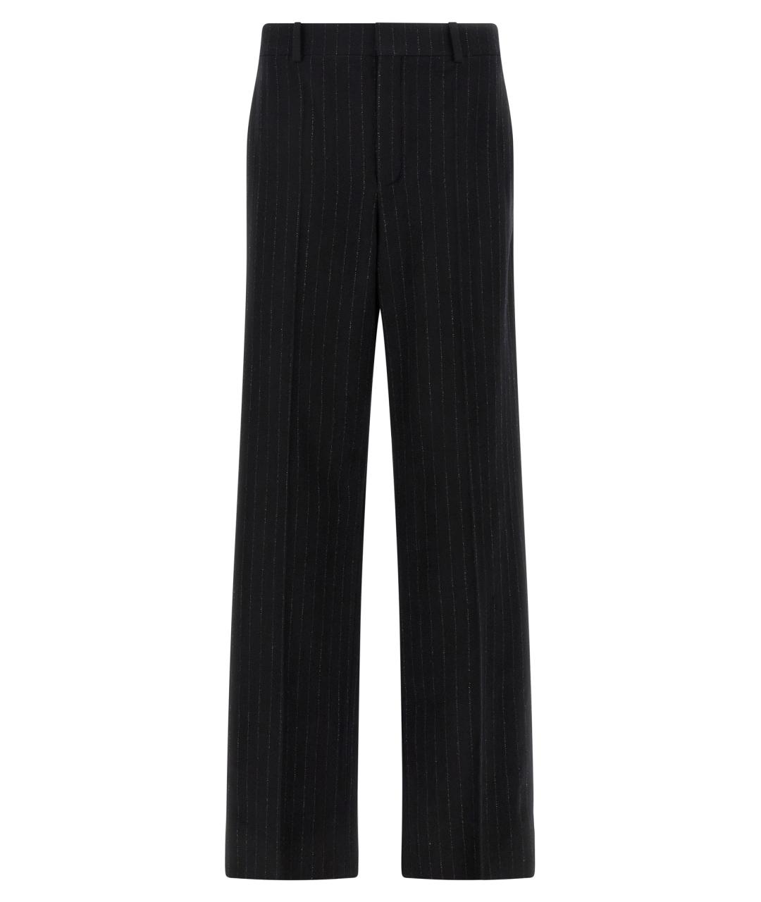 SAINT LAURENT Черные шерстяные повседневные брюки, фото 1