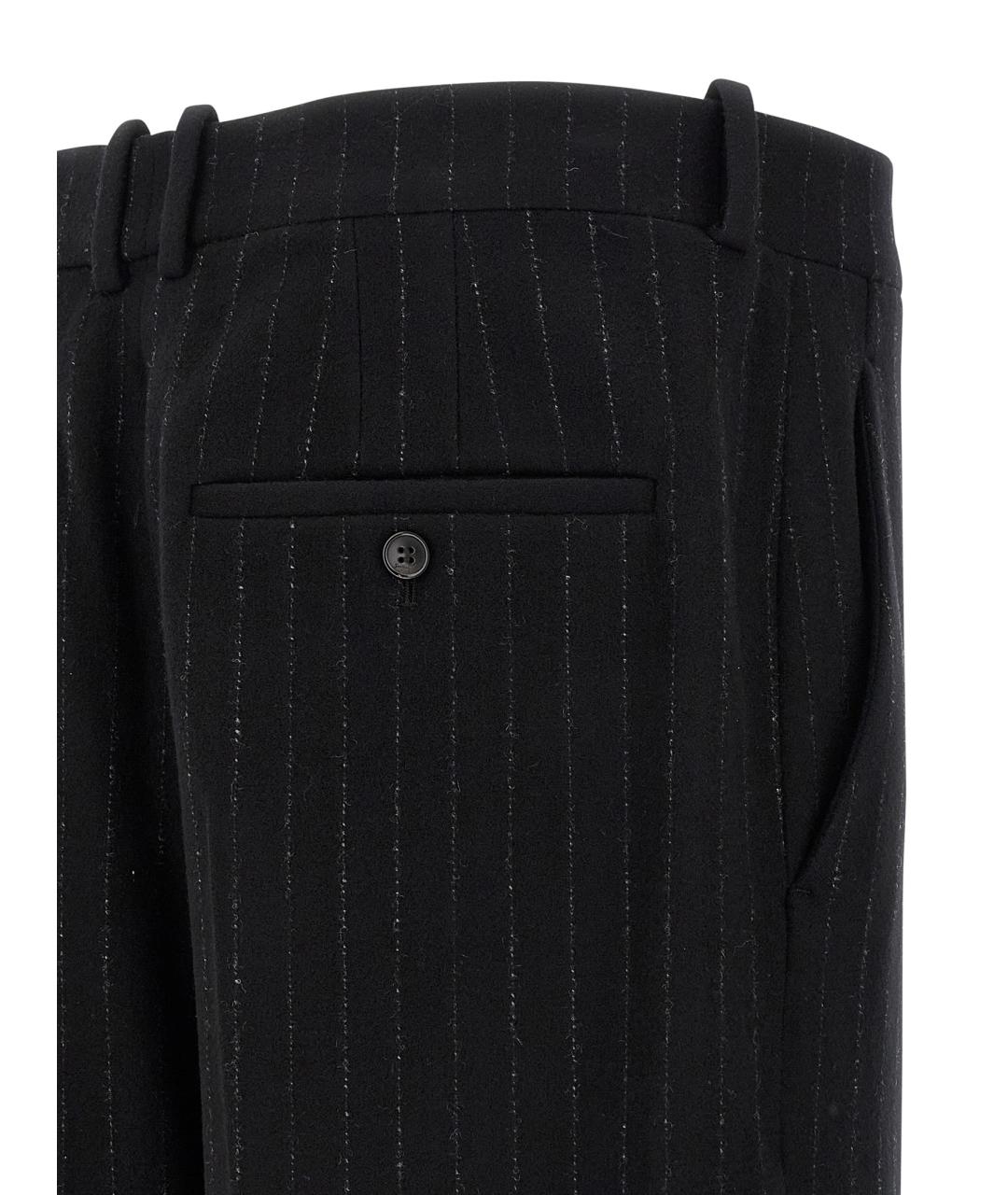 SAINT LAURENT Черные шерстяные повседневные брюки, фото 4