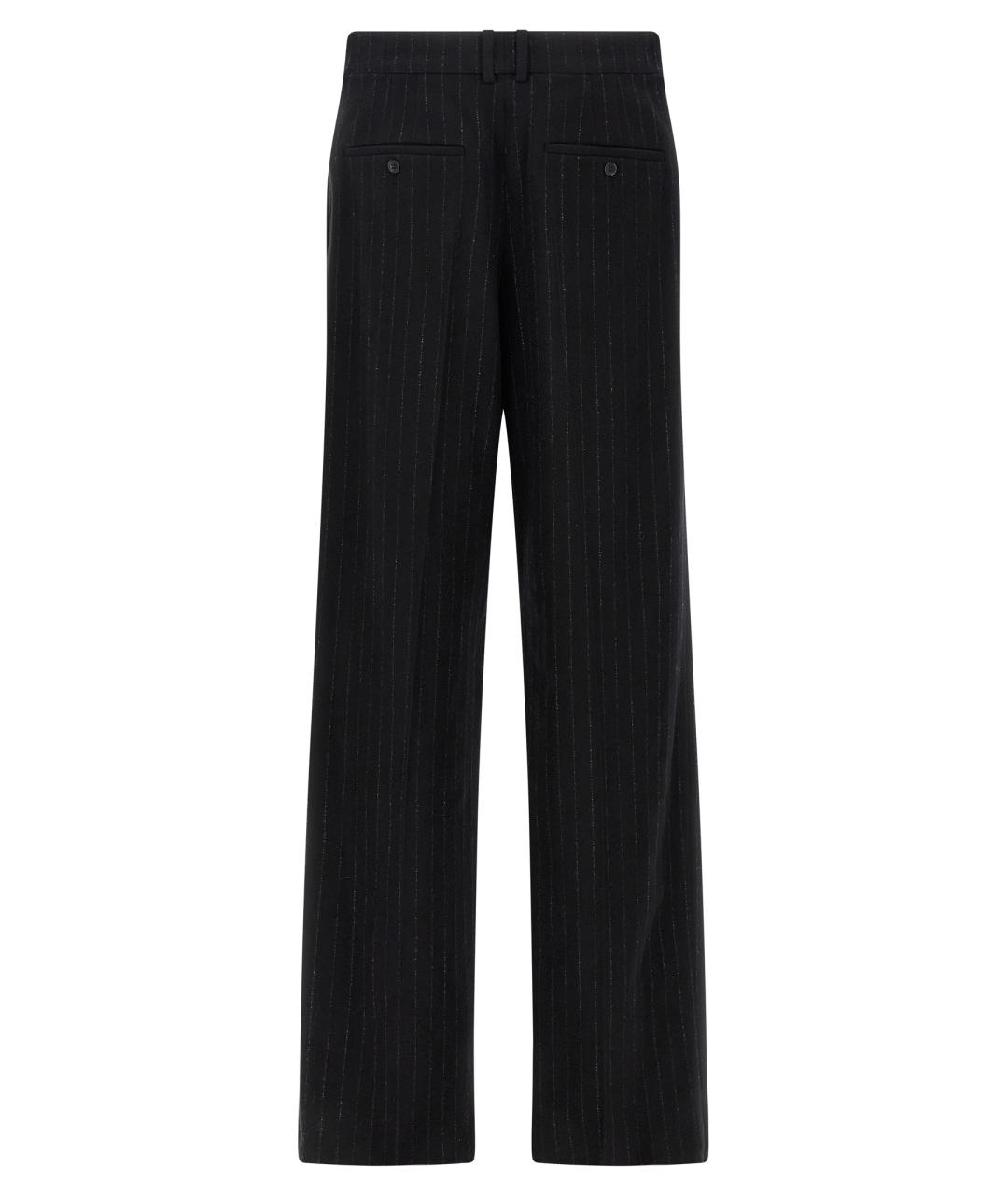 SAINT LAURENT Черные шерстяные повседневные брюки, фото 2