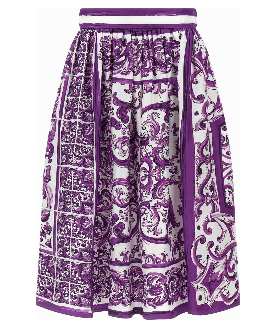 DOLCE&GABBANA Мульти шелковая юбка миди, фото 1