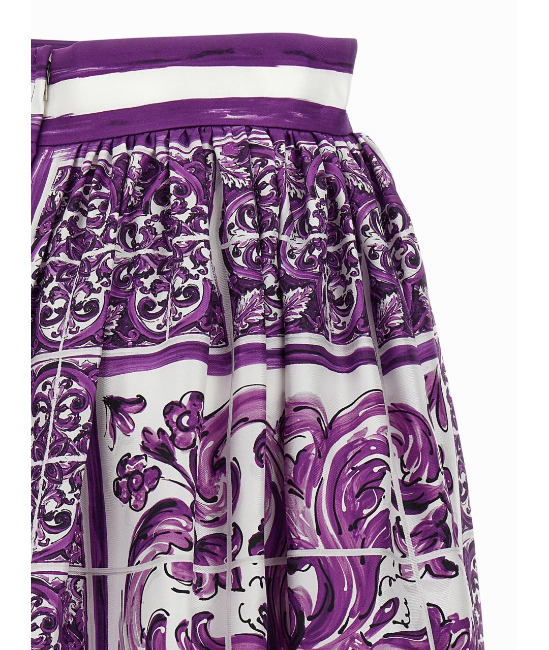 DOLCE&GABBANA Мульти шелковая юбка миди, фото 4