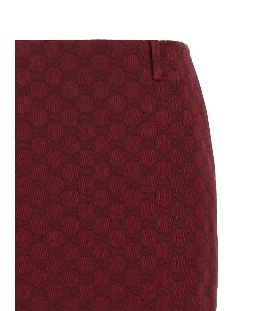 GUCCI Бордовая хлопковая юбка мини, фото 3