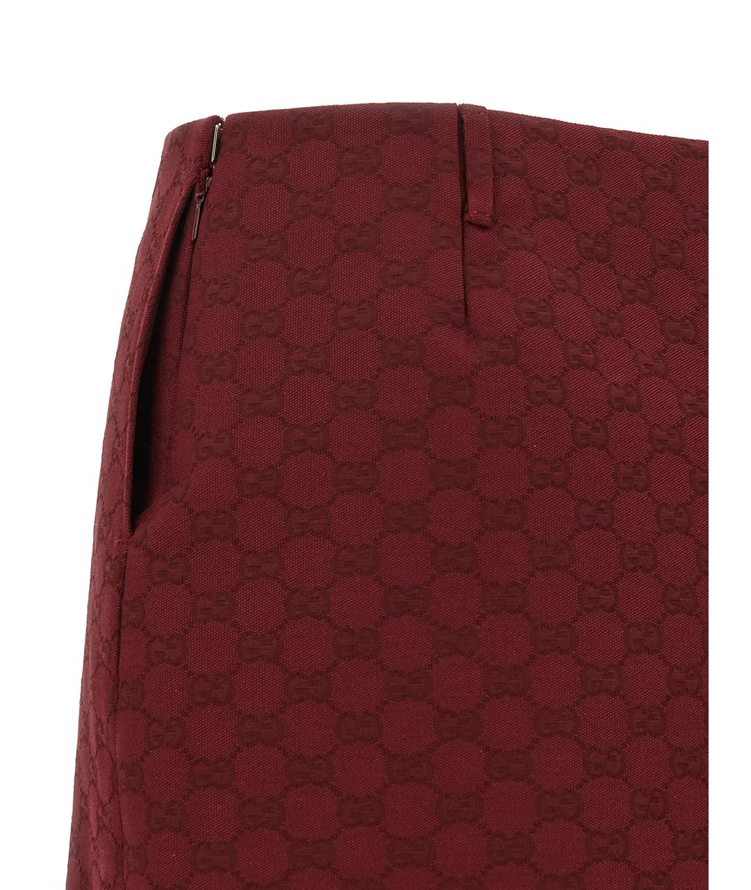 GUCCI Бордовая хлопковая юбка мини, фото 4