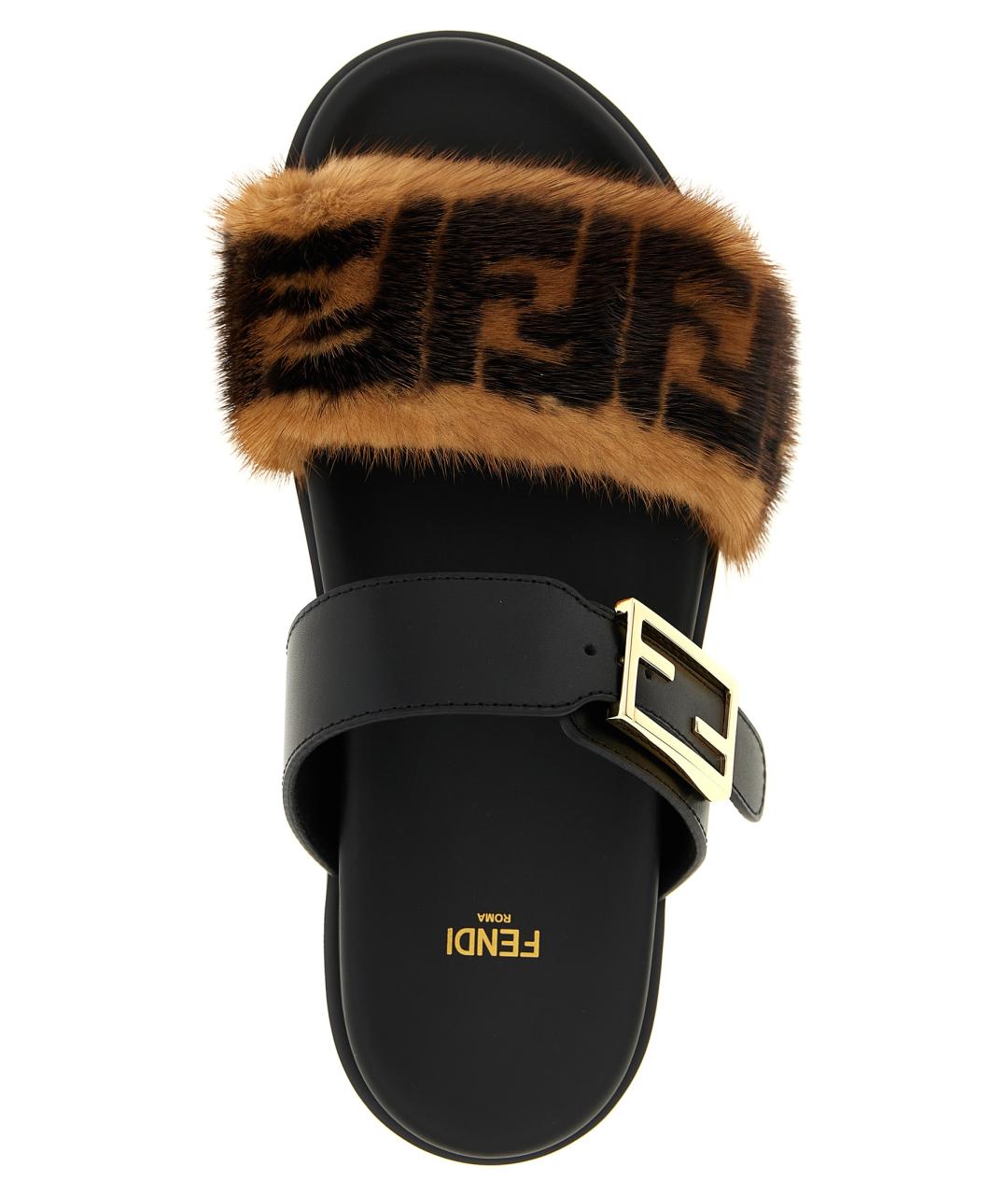 FENDI Мульти шлепанцы, фото 4