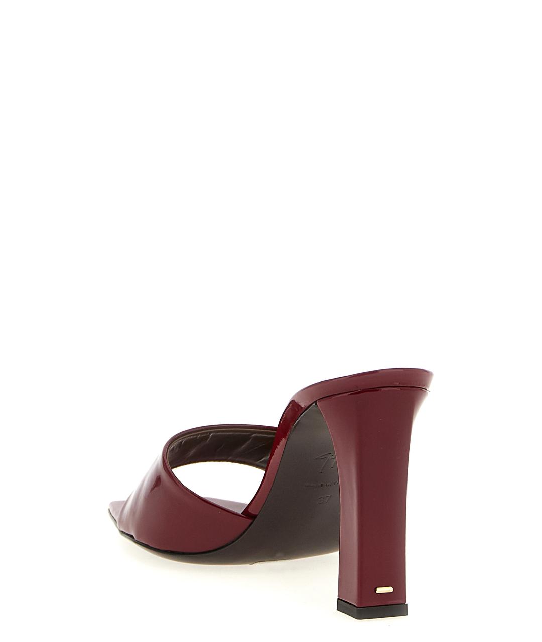 GIUSEPPE ZANOTTI DESIGN Бордовые мюли из лакированной кожи, фото 3