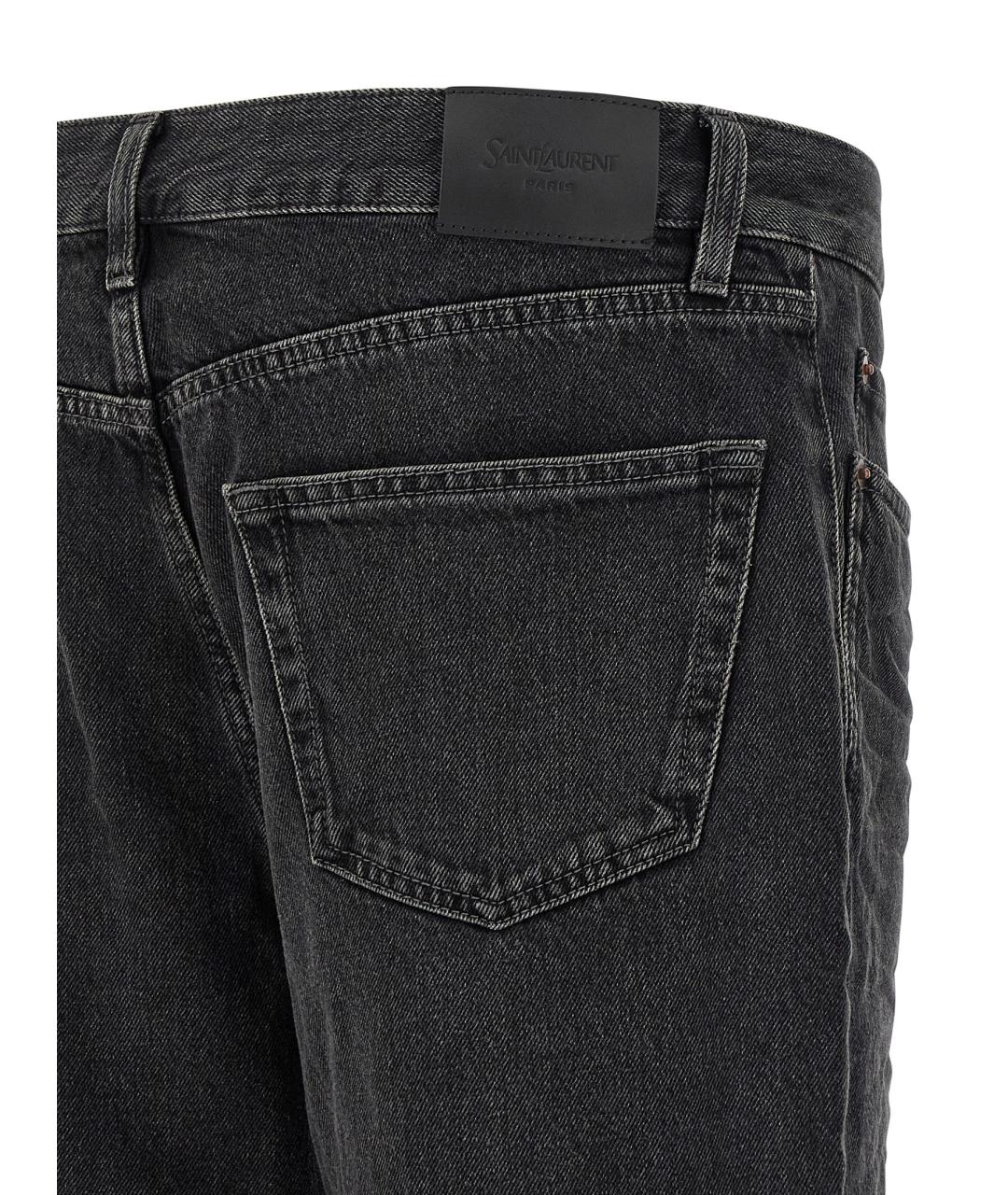 SAINT LAURENT Черные хлопковые прямые джинсы, фото 4