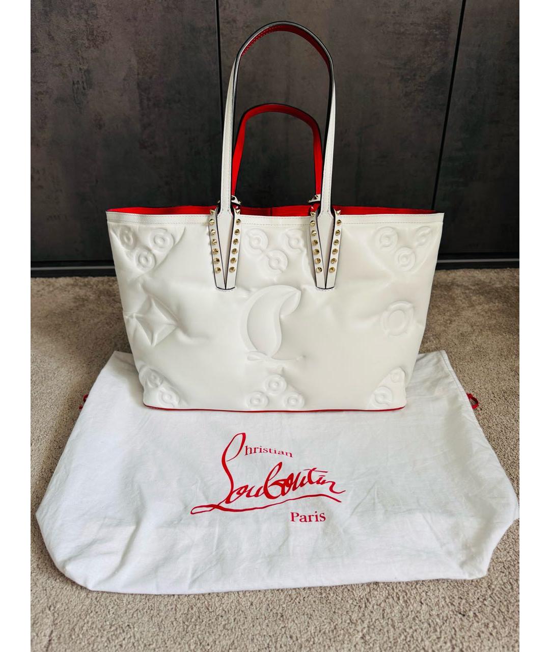 CHRISTIAN LOUBOUTIN Белая кожаная сумка тоут, фото 3