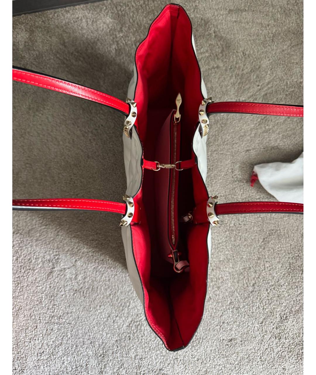 CHRISTIAN LOUBOUTIN Белая кожаная сумка тоут, фото 4