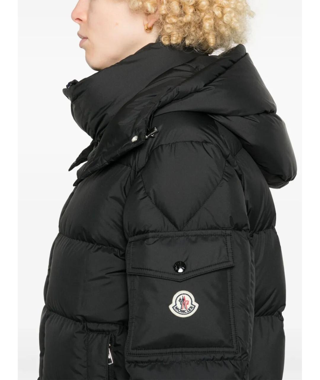 MONCLER Черный полиэстеровый пуховик, фото 4